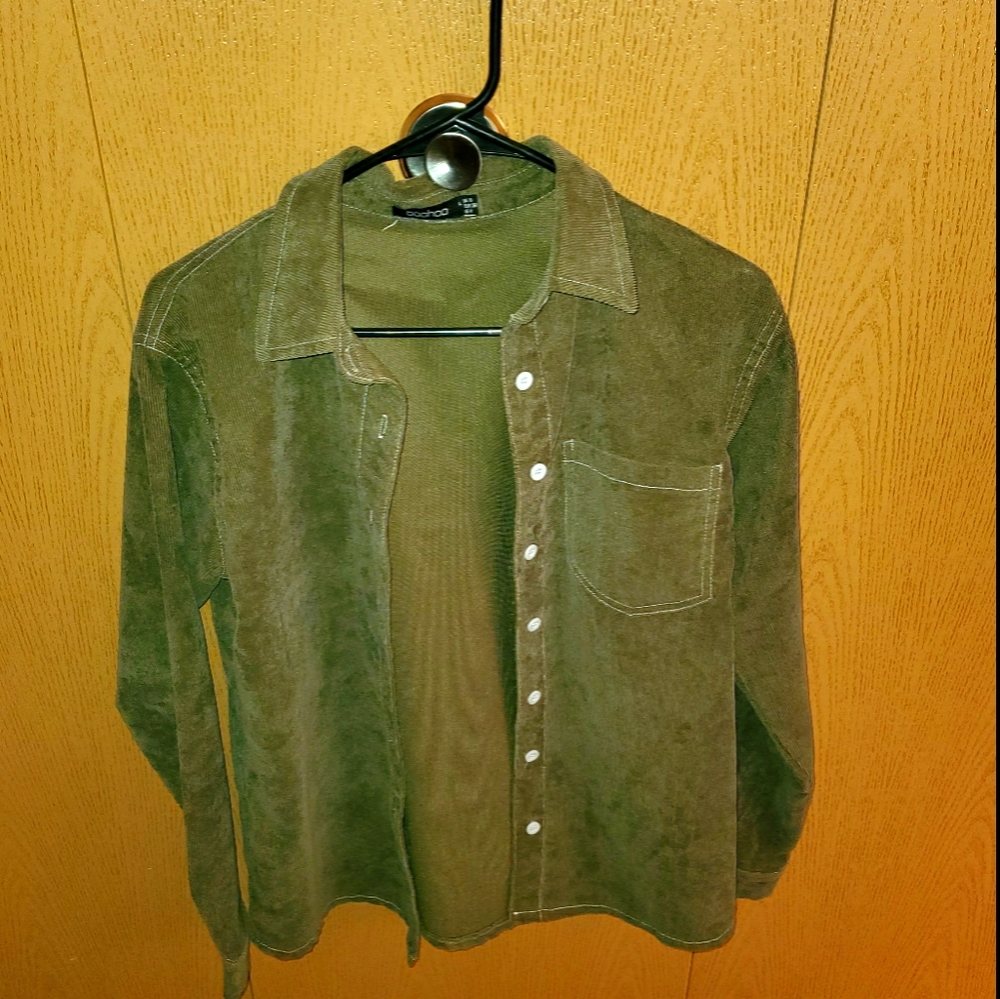 Green Button Down Corduroy